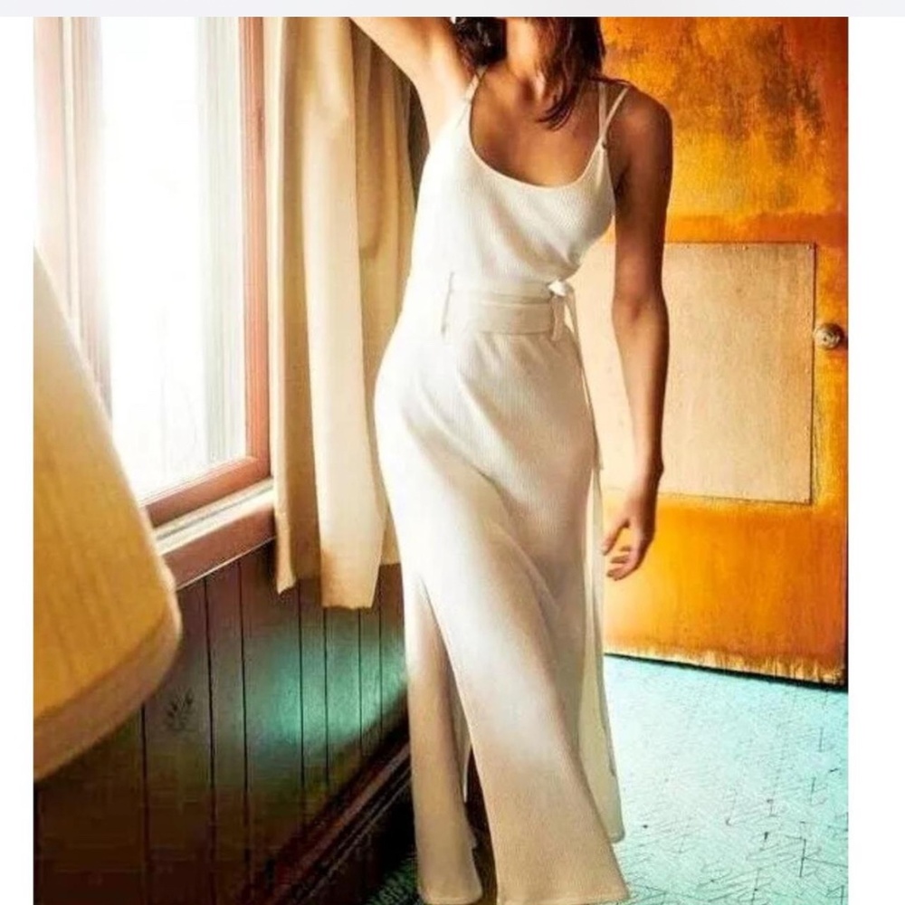 zara strappy white ribbed dress